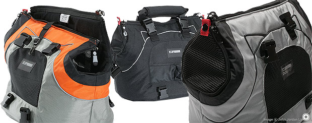 USB small pet carrier by Dog Bag. Silver and orange, Black label and Silver versions